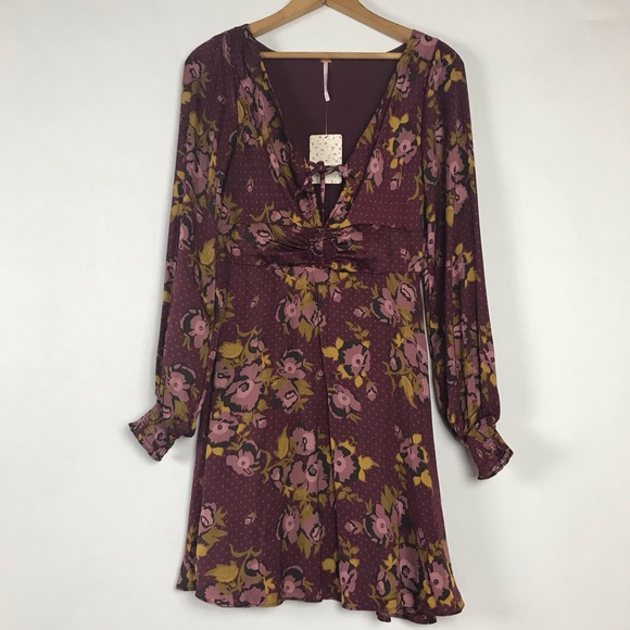 Free People Morning Light Mini Dress-Purple Combo - Picture 2 of 13